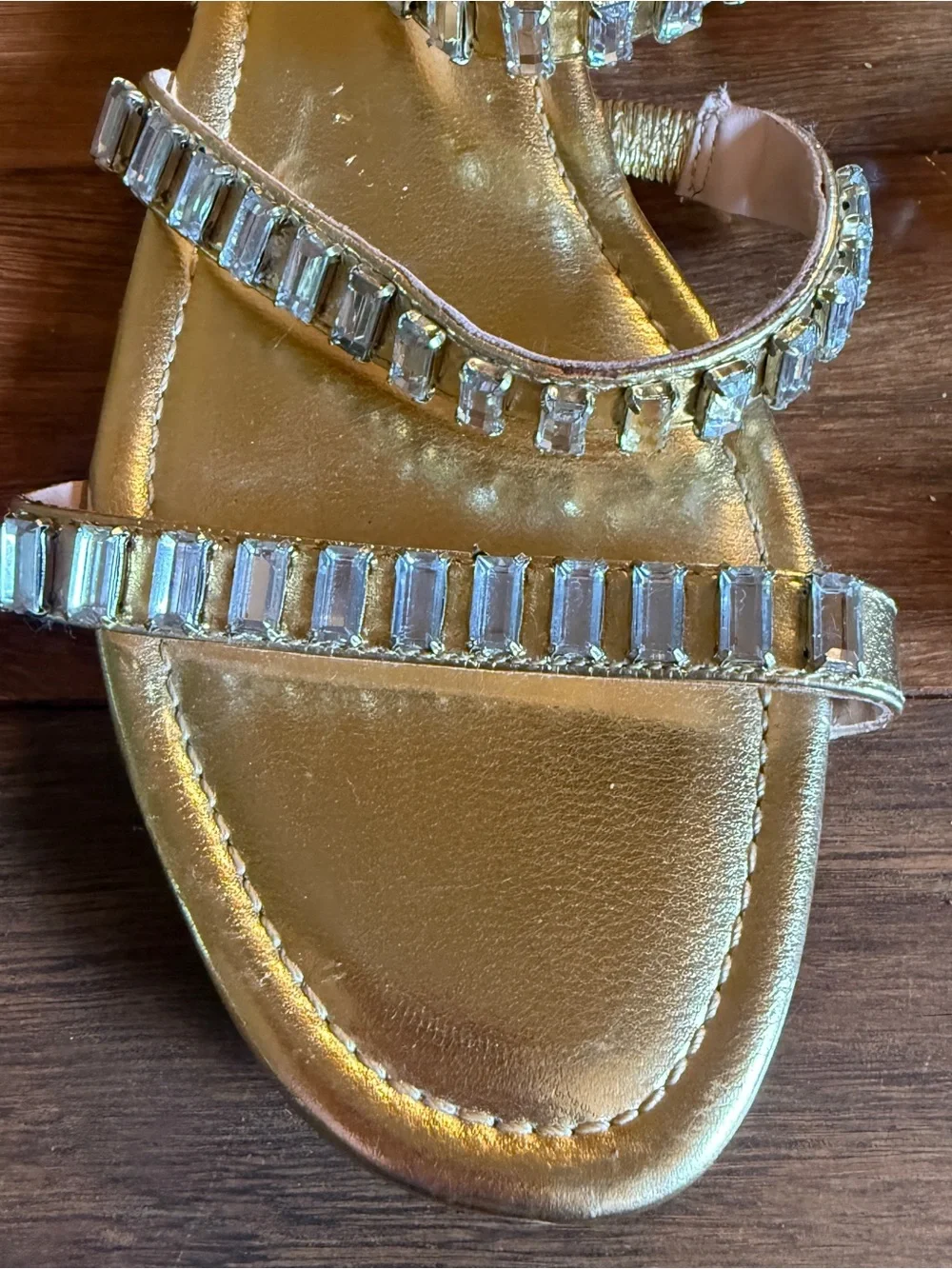 Zara Gold Embellished Strappy Sandals Size 36 - Picture 3 of 7